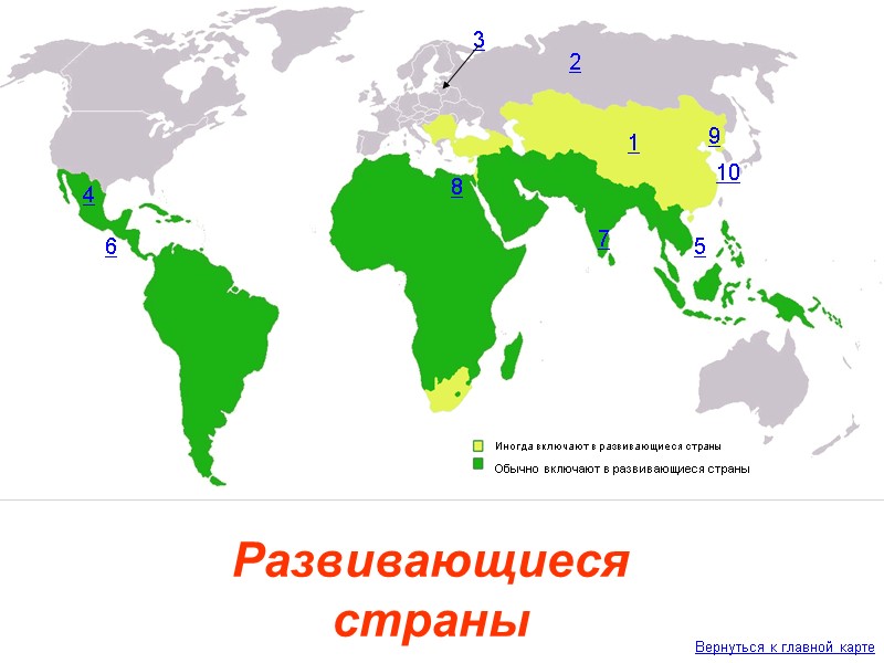 Развивающиеся страны 1 2 3 Иногда включают в развивающиеся страны Обычно включают в развивающиеся